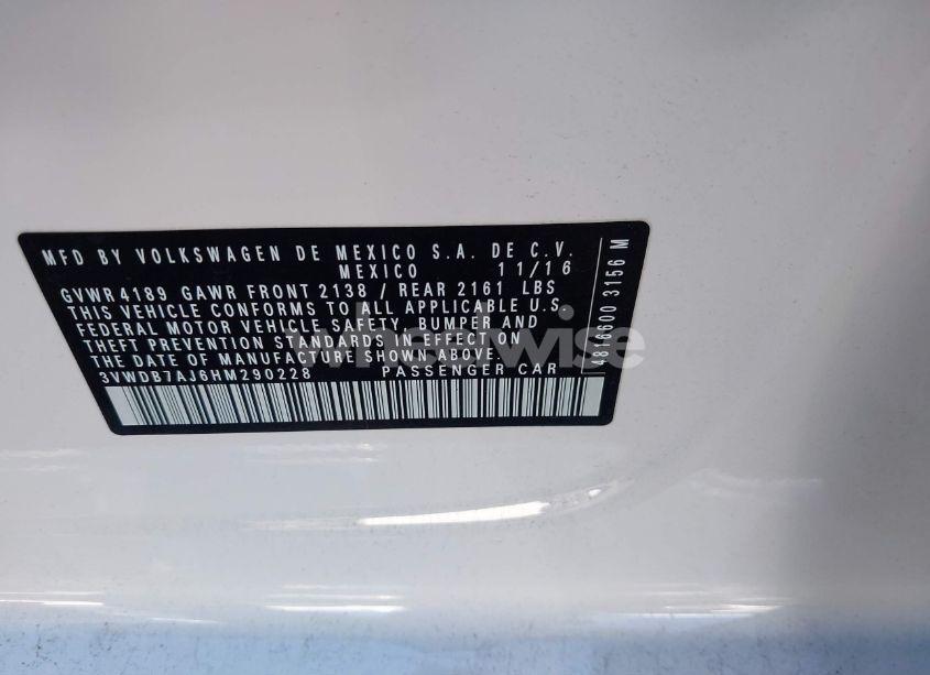 Photo 9 of 2017 Volkswagen Jetta 1.4T SE (VIN 3VWDB7AJ6HM290228)