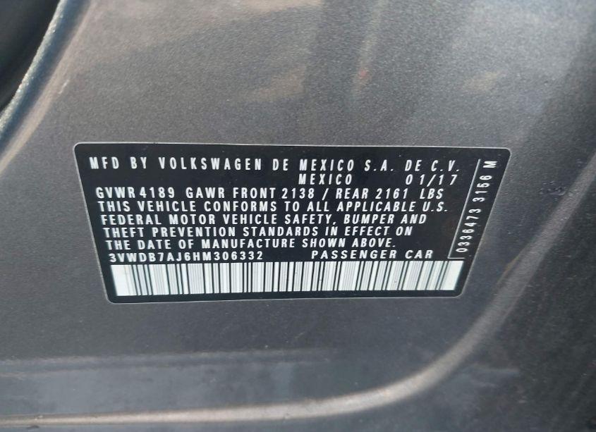 Photo 9 of 2017 Volkswagen Jetta 1.4T SE (VIN 3VWDB7AJ6HM306332)