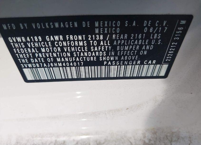 Photo 9 of 2017 Volkswagen Jetta 1.4T SE (VIN 3VWDB7AJ6HM404017)
