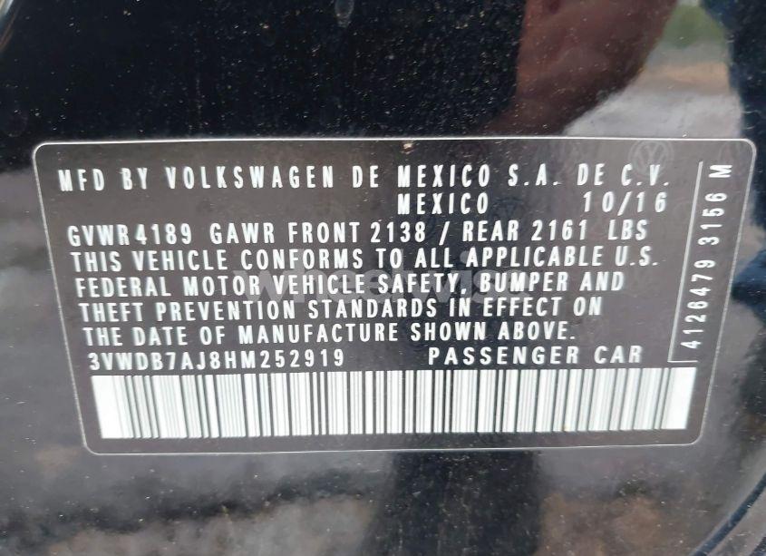 Photo 9 of 2017 Volkswagen Jetta 1.4T SE (VIN 3VWDB7AJ8HM252919)