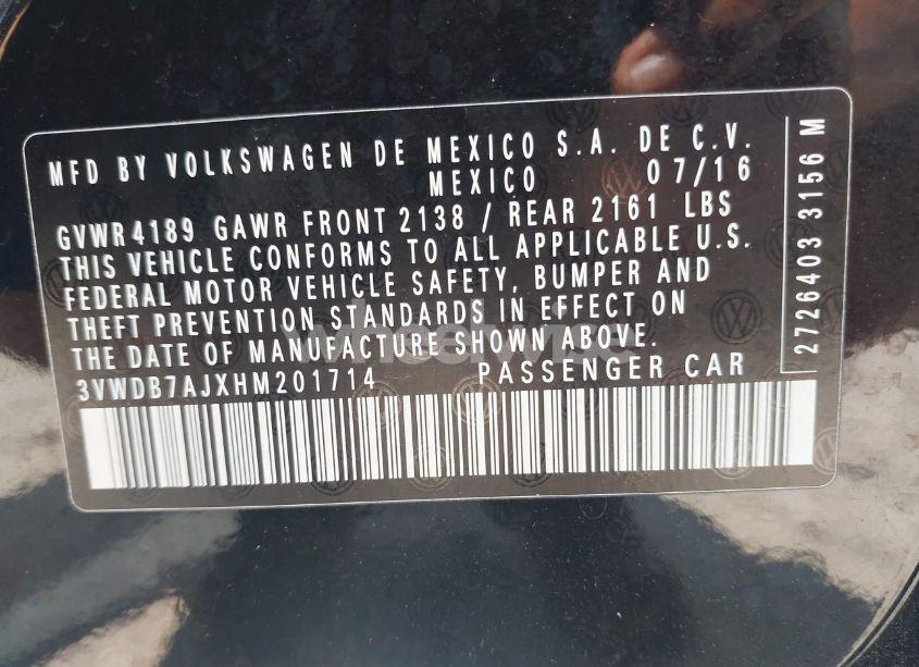 Photo 9 of 2017 Volkswagen Jetta 1.4T SE (VIN 3VWDB7AJXHM201714)