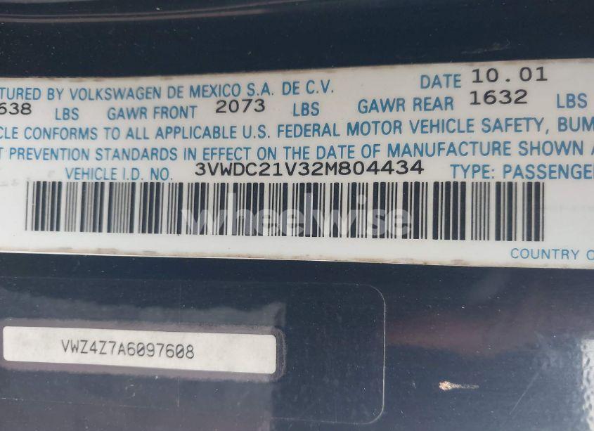 Photo 9 of 2002 Volkswagen Cabrio GLX (VIN 3VWDC21V32M804434)