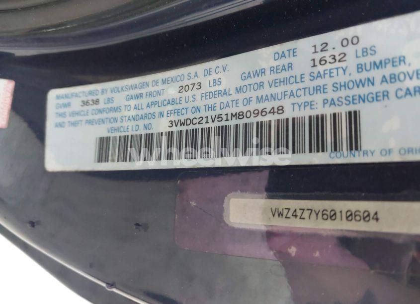 Photo 9 of 2001 Volkswagen Cabrio GLX (VIN 3VWDC21V51M809648)