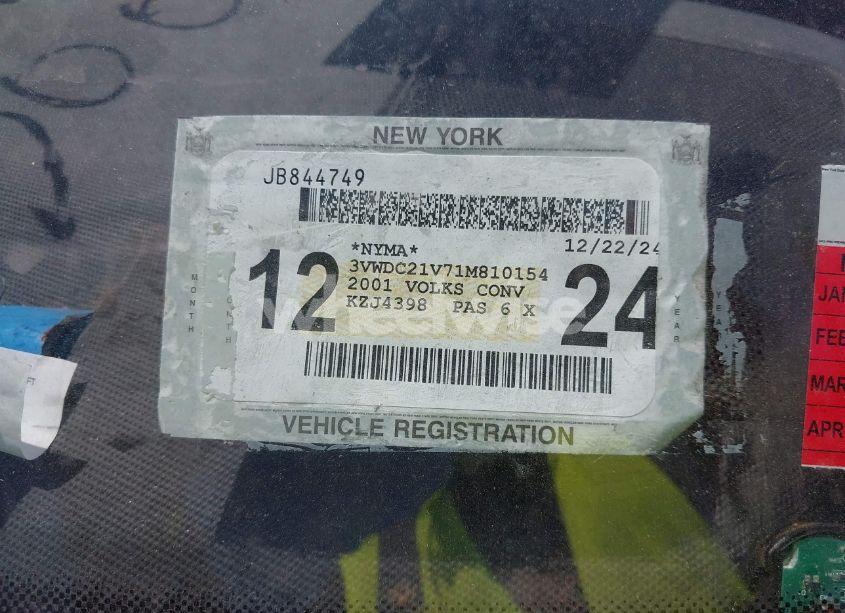 Photo 13 of 2001 Volkswagen Cabrio GLX (VIN 3VWDC21V71M810154)