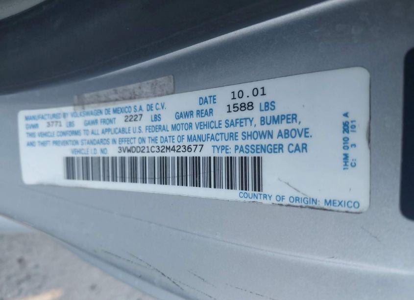 Photo 9 of 2002 Volkswagen New BEETLE GLX (VIN 3VWDD21C32M423677)