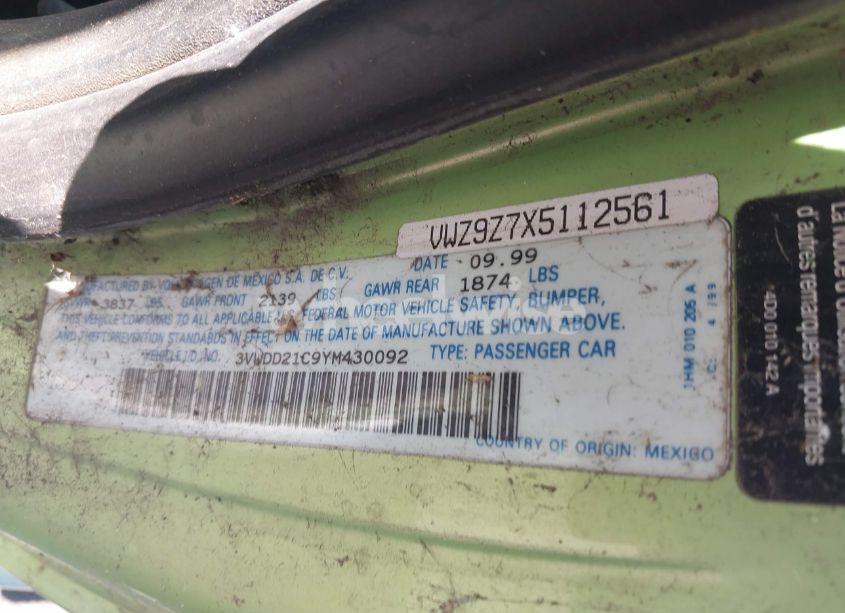 Photo 9 of 2000 Volkswagen New BEETLE GLX (VIN 3VWDD21C9YM430092)