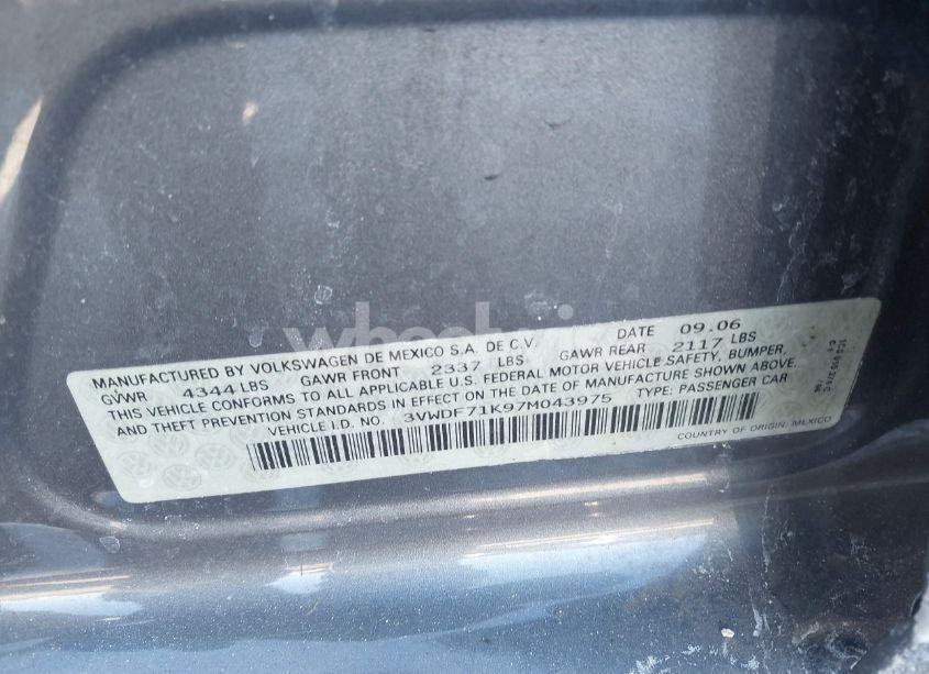 Photo 9 of 2007 Volkswagen Jetta 2.5 (VIN 3VWDF71K97M043975)