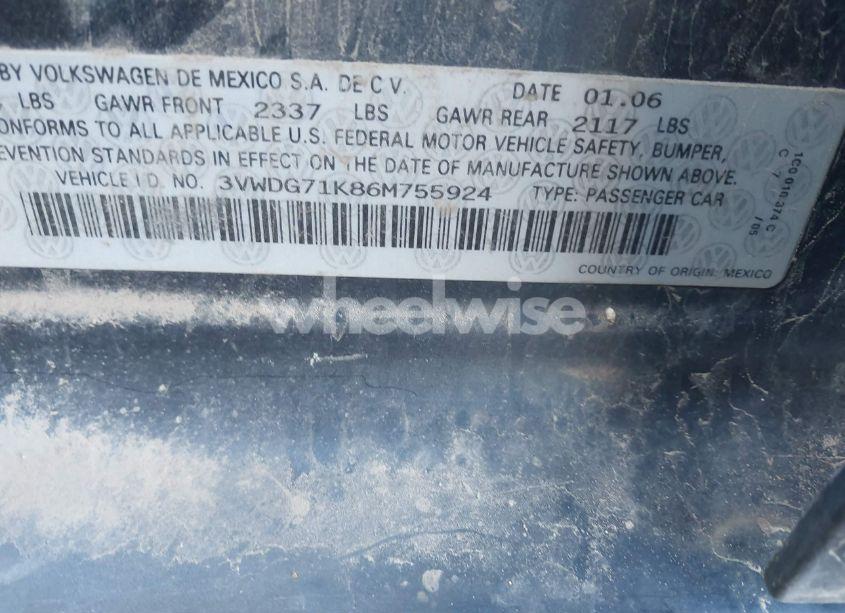 Photo 9 of 2006 Volkswagen Jetta 2.5 (VIN 3VWDG71K86M755924)
