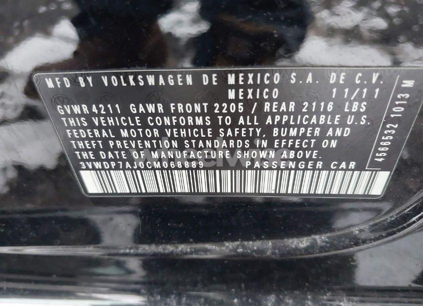 Photo 9 of 2012 Volkswagen Jetta 2.5L SE (VIN 3VWDP7AJ0CM068889)