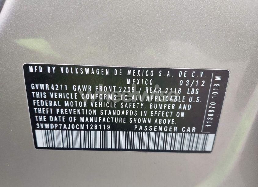 Photo 9 of 2012 Volkswagen Jetta 2.5L SE (VIN 3VWDP7AJ0CM128119)