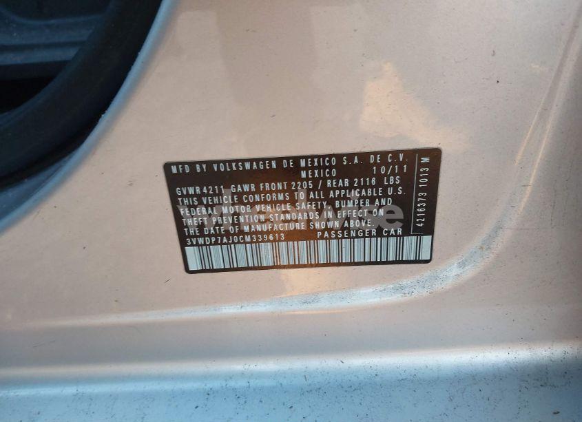 Photo 9 of 2012 Volkswagen Jetta 2.5L SE (VIN 3VWDP7AJ0CM339613)