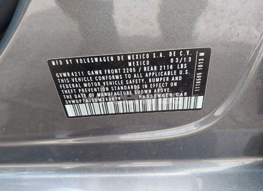 Photo 9 of 2013 Volkswagen Jetta 2.5L SE (VIN 3VWDP7AJ0DM280614)