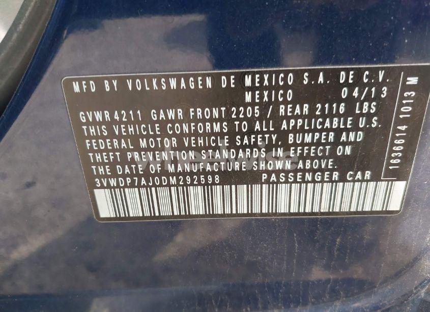 Photo 9 of 2013 Volkswagen Jetta 2.5L SE (VIN 3VWDP7AJ0DM292598)