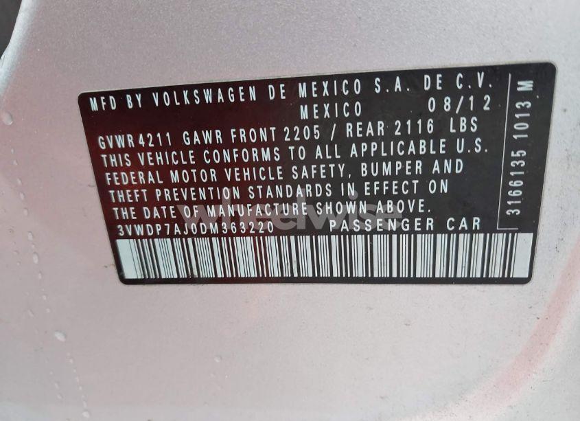 Photo 9 of 2013 Volkswagen Jetta 2.5L SE (VIN 3VWDP7AJ0DM363220)