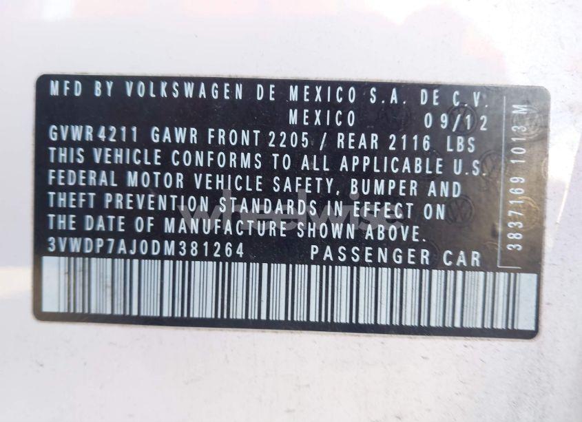 Photo 9 of 2013 Volkswagen Jetta 2.5L SE (VIN 3VWDP7AJ0DM381264)