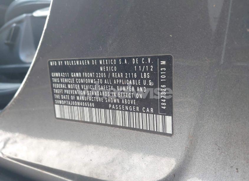 Photo 9 of 2013 Volkswagen Jetta 2.5L SE (VIN 3VWDP7AJ0DM406566)