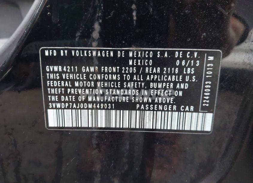 Photo 9 of 2013 Volkswagen Jetta 2.5L SE (VIN 3VWDP7AJ0DM449031)