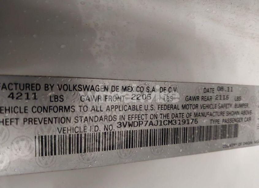 Photo 9 of 2012 Volkswagen Jetta 2.5L SE (VIN 3VWDP7AJ1CM319175)