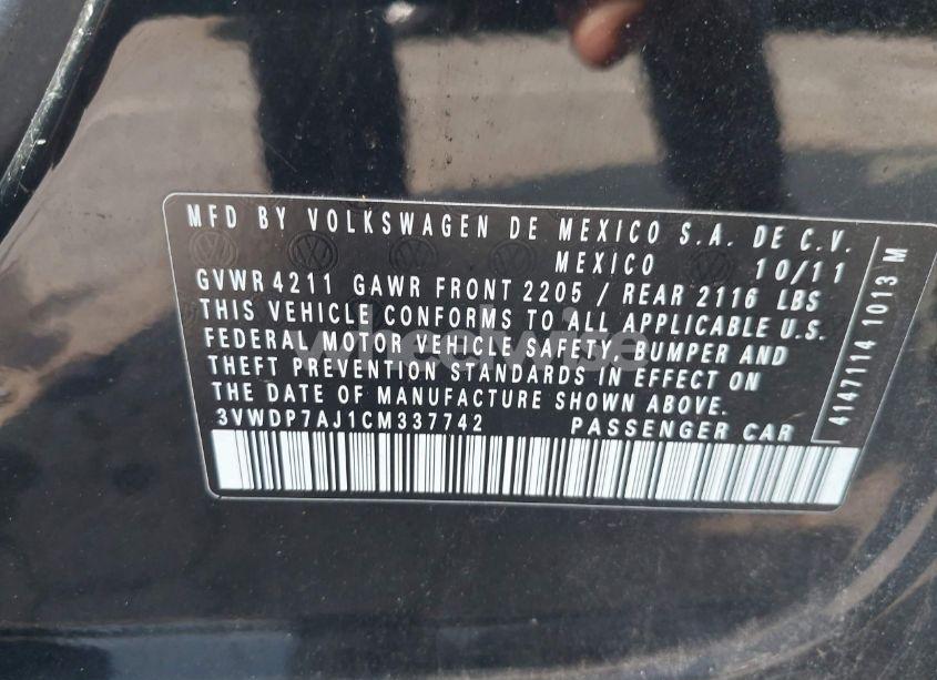 Photo 9 of 2012 Volkswagen Jetta 2.5L SE (VIN 3VWDP7AJ1CM337742)