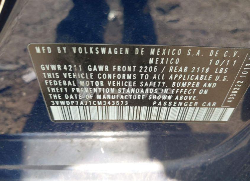 Photo 9 of 2012 Volkswagen Jetta 2.5L SE (VIN 3VWDP7AJ1CM343573)