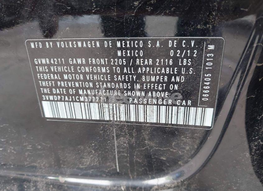 Photo 9 of 2012 Volkswagen Jetta 2.5L SE (VIN 3VWDP7AJ1CM377271)