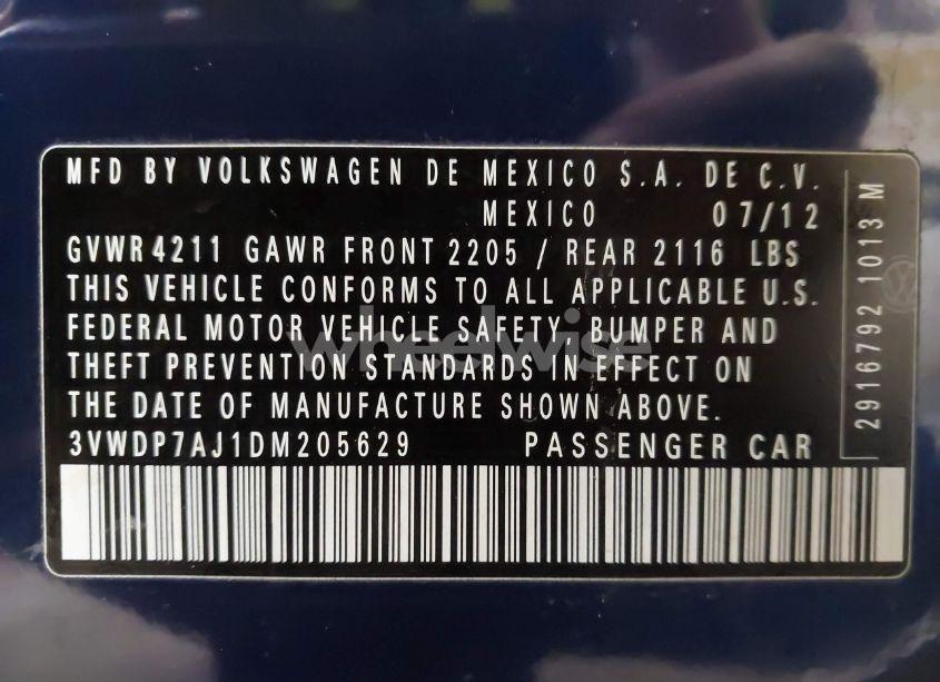 Photo 9 of 2013 Volkswagen Jetta 2.5L SE (VIN 3VWDP7AJ1DM205629)