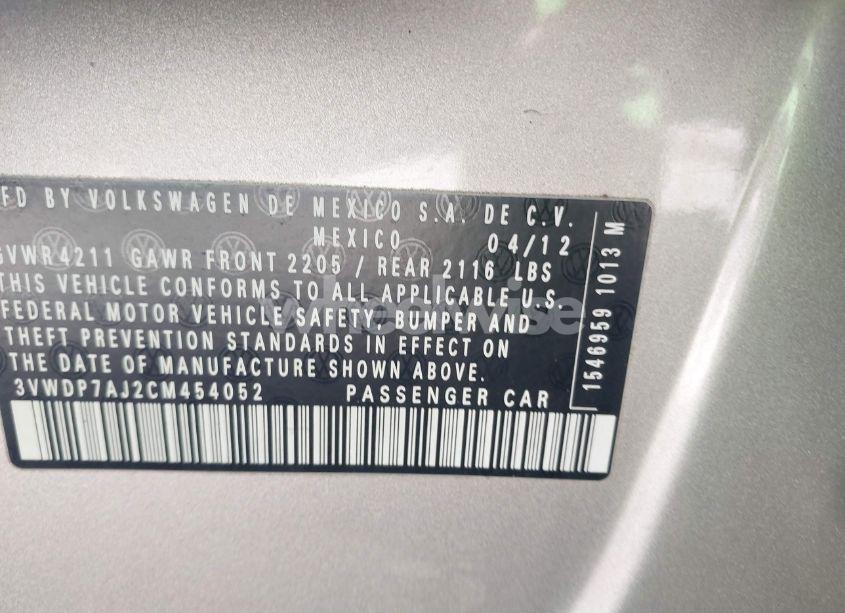 Photo 9 of 2012 Volkswagen Jetta 2.5L SE (VIN 3VWDP7AJ2CM454052)