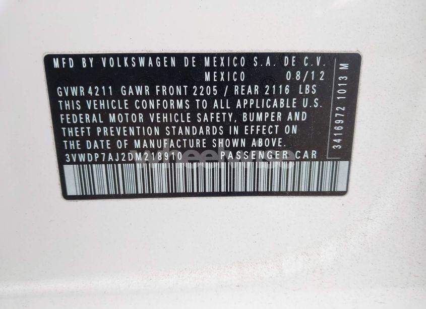 Photo 9 of 2013 Volkswagen Jetta 2.5L SE (VIN 3VWDP7AJ2DM218910)