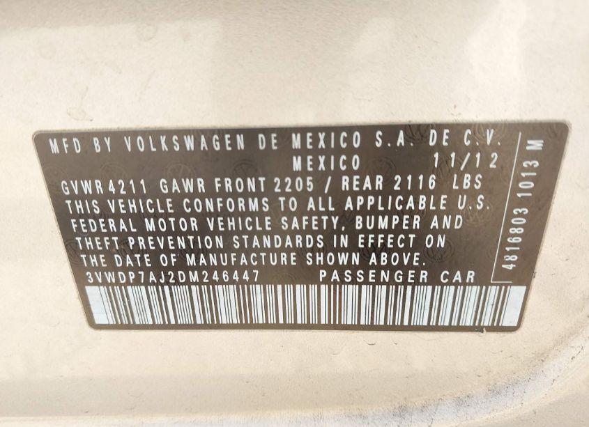 Photo 9 of 2013 Volkswagen Jetta 2.5L SE (VIN 3VWDP7AJ2DM246447)