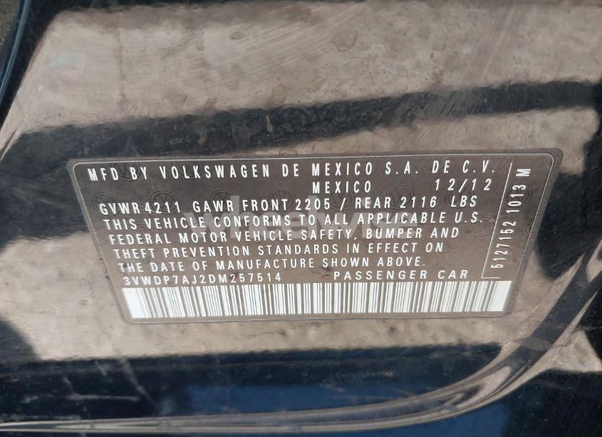 Photo 9 of 2013 Volkswagen Jetta 2.5L SE (VIN 3VWDP7AJ2DM257514)