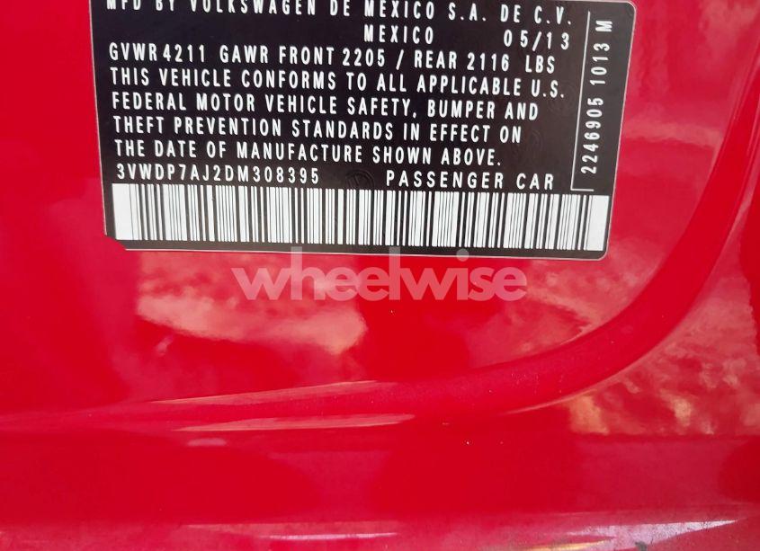 Photo 9 of 2013 Volkswagen Jetta 2.5L SE (VIN 3VWDP7AJ2DM308395)