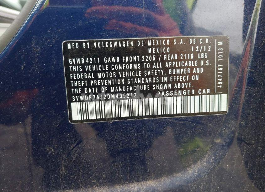 Photo 9 of 2013 Volkswagen Jetta 2.5L SE (VIN 3VWDP7AJ2DM409212)