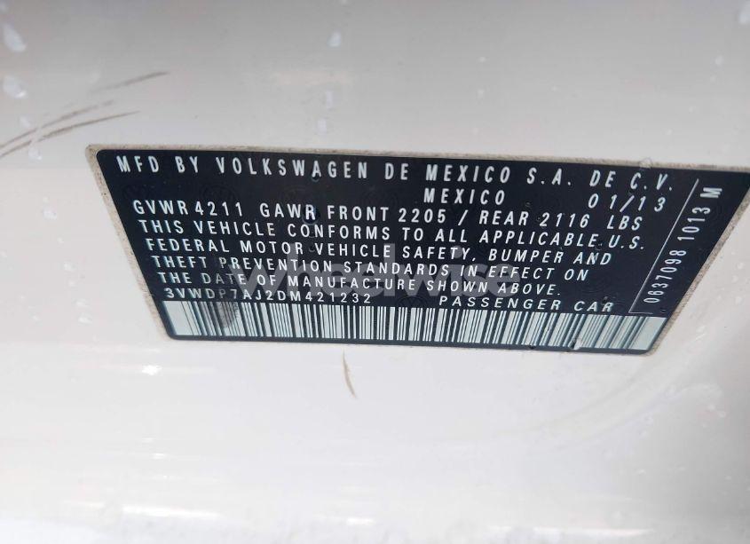 Photo 9 of 2013 Volkswagen Jetta 2.5L SE (VIN 3VWDP7AJ2DM421232)