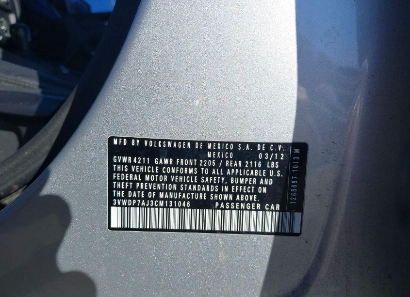 Photo 9 of 2012 Volkswagen Jetta 2.5L SE (VIN 3VWDP7AJ3CM131046)