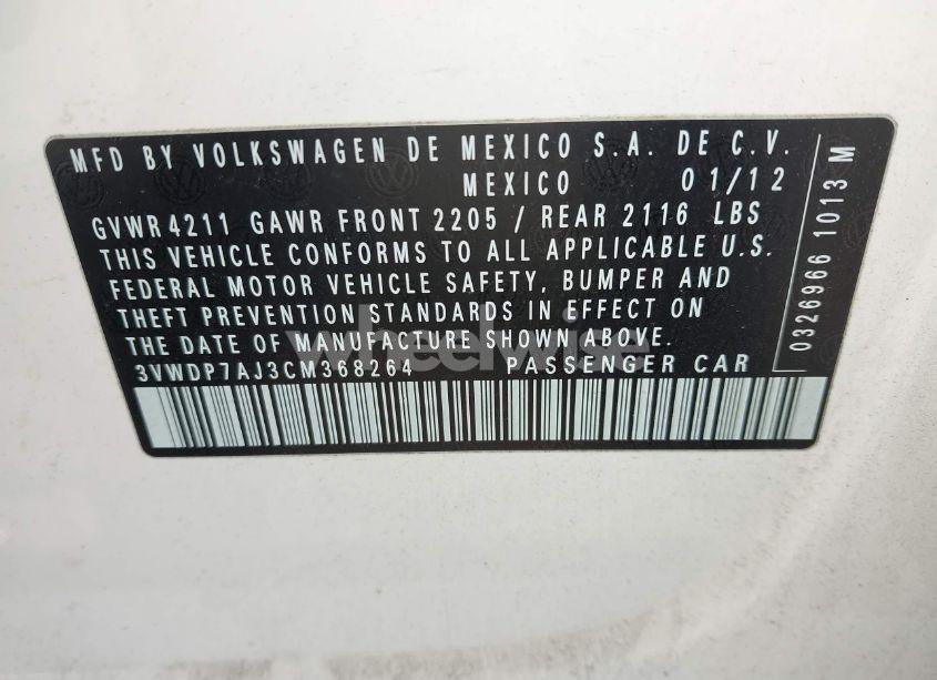 Photo 9 of 2012 Volkswagen Jetta 2.5L SE (VIN 3VWDP7AJ3CM368264)