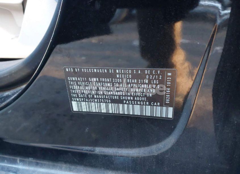 Photo 9 of 2012 Volkswagen Jetta 2.5L SE (VIN 3VWDP7AJ3CM375750)
