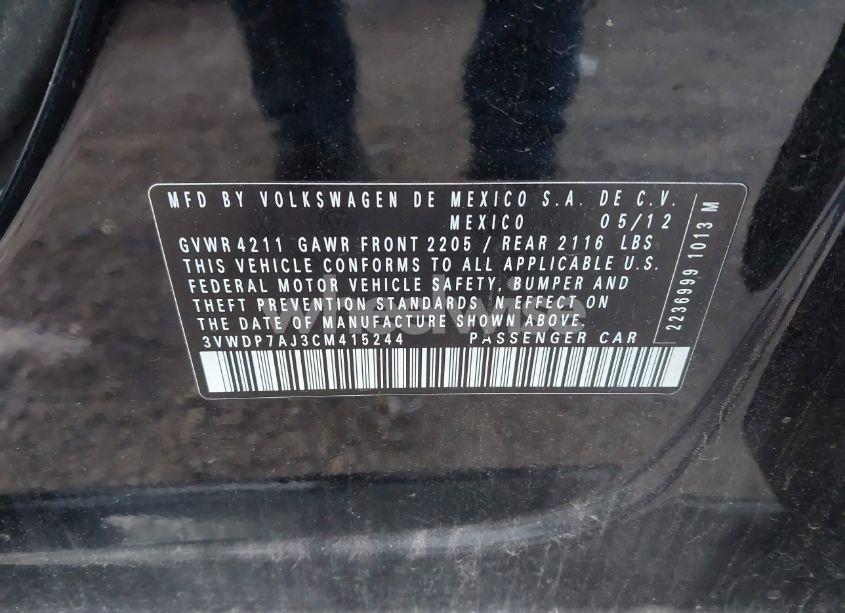 Photo 9 of 2012 Volkswagen Jetta 2.5L SE (VIN 3VWDP7AJ3CM415244)