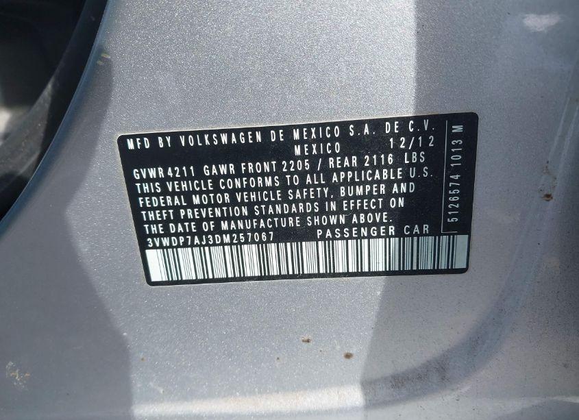 Photo 9 of 2013 Volkswagen Jetta 2.5L SE (VIN 3VWDP7AJ3DM257067)