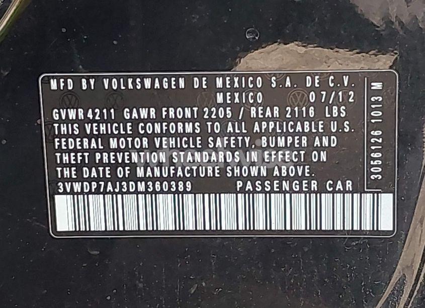 Photo 9 of 2013 Volkswagen Jetta 2.5L SE (VIN 3VWDP7AJ3DM360389)