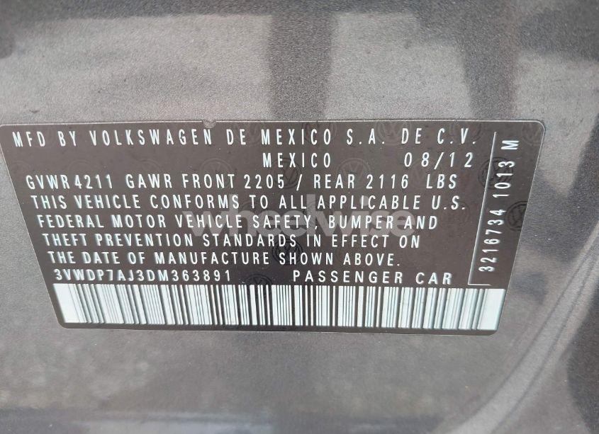 Photo 9 of 2013 Volkswagen Jetta 2.5L SE (VIN 3VWDP7AJ3DM363891)