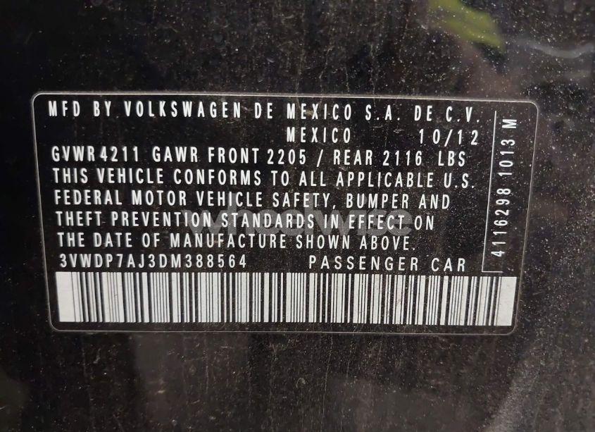 Photo 9 of 2013 Volkswagen Jetta 2.5L SE (VIN 3VWDP7AJ3DM388564)