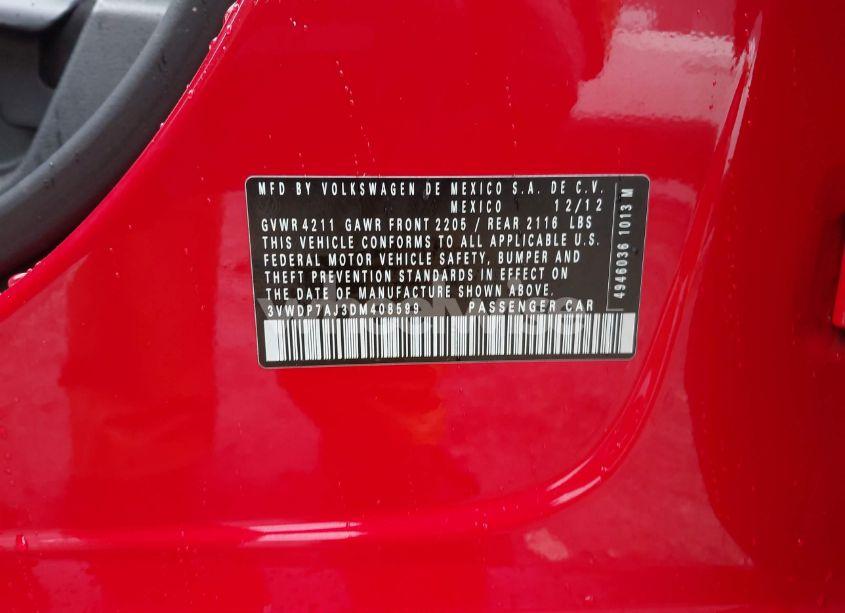 Photo 9 of 2013 Volkswagen Jetta 2.5L SE (VIN 3VWDP7AJ3DM408599)