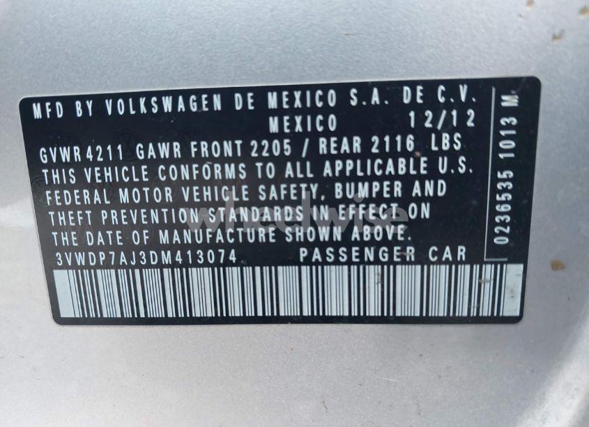 Photo 9 of 2013 Volkswagen Jetta 2.5L SE (VIN 3VWDP7AJ3DM413074)