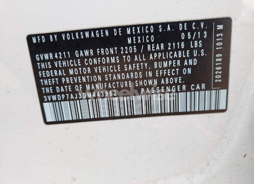 Photo 9 of 2013 Volkswagen Jetta 2.5L SE (VIN 3VWDP7AJ3DM443952)