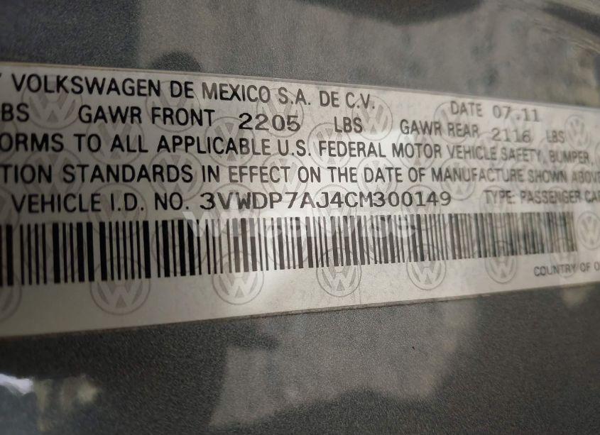 Photo 9 of 2012 Volkswagen Jetta 2.5L SE (VIN 3VWDP7AJ4CM300149)