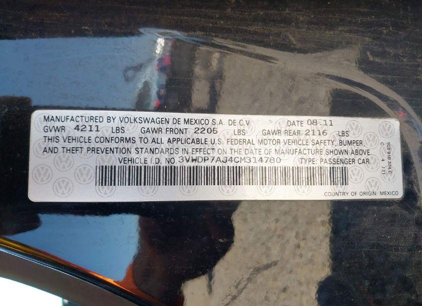 Photo 9 of 2012 Volkswagen Jetta 2.5L SE (VIN 3VWDP7AJ4CM314780)