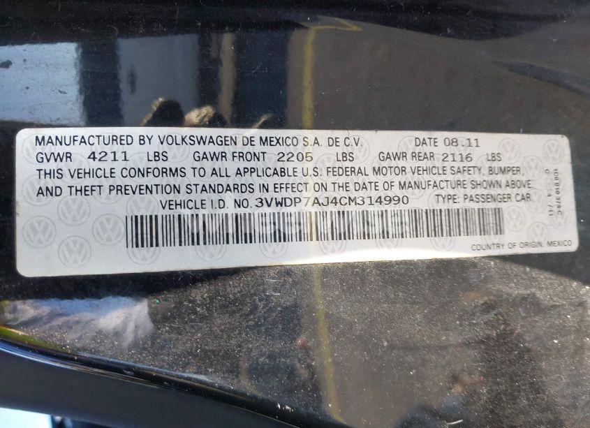 Photo 9 of 2012 Volkswagen Jetta 2.5L SE (VIN 3VWDP7AJ4CM314990)