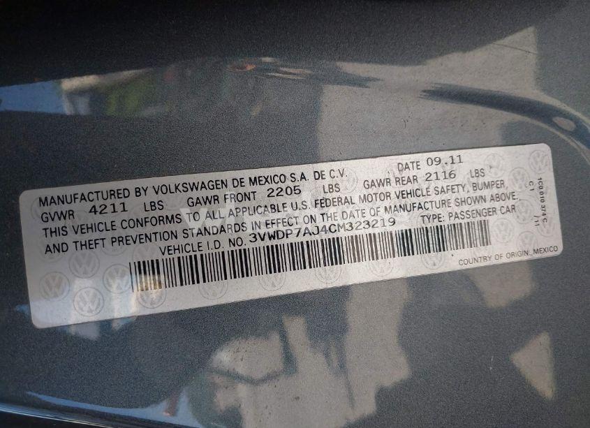 Photo 9 of 2012 Volkswagen Jetta 2.5L SE (VIN 3VWDP7AJ4CM323219)