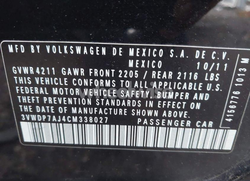 Photo 9 of 2012 Volkswagen Jetta 2.5L SE (VIN 3VWDP7AJ4CM338027)