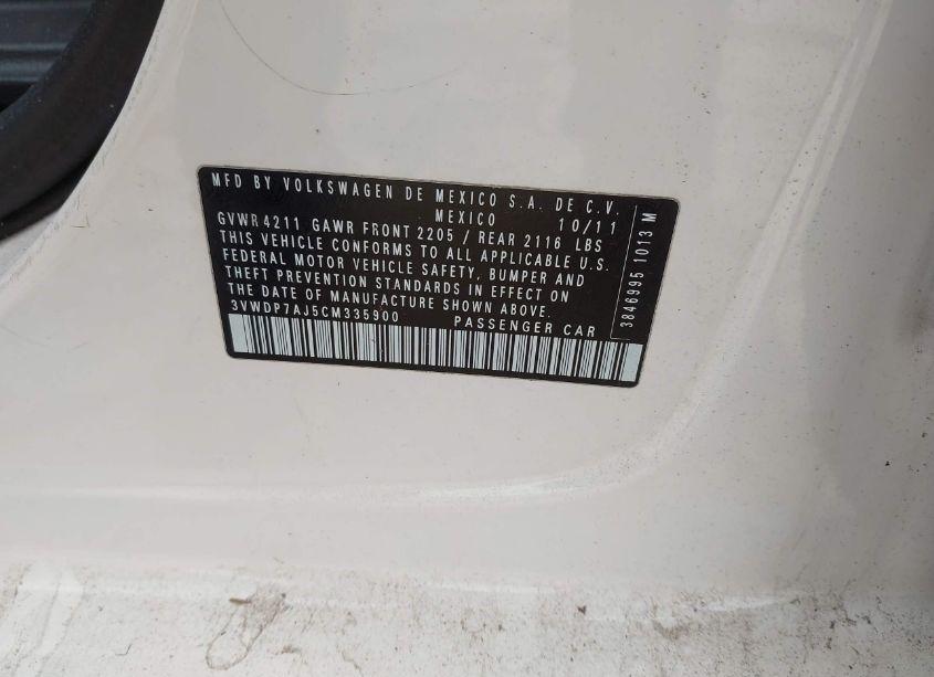 Photo 9 of 2012 Volkswagen Jetta 2.5L SE (VIN 3VWDP7AJ5CM335900)